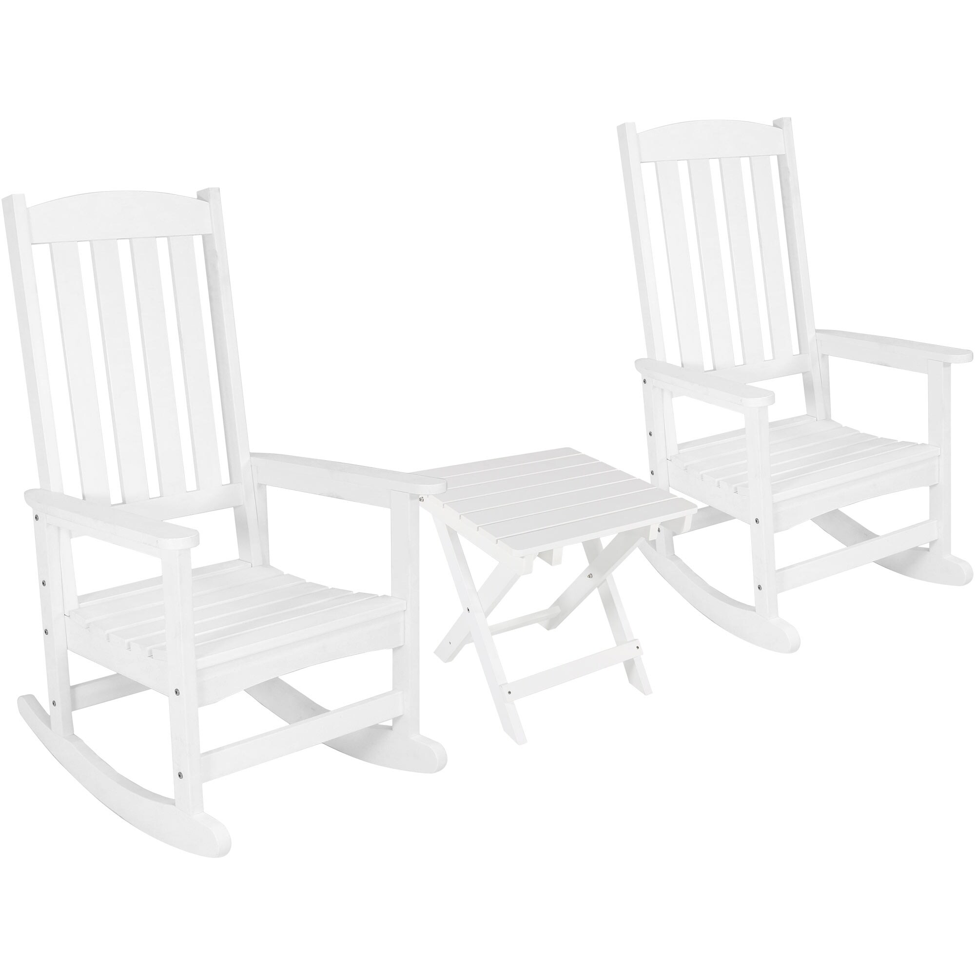 Sunnydaze All Weather Traditional Rocking Chair Set Of 2 With Side Table White Overstock 24089193 When playtime is done, kids can simply lift the table's center panel, push their craft items and toys into the mesh storage compartment and the table is clean. sunnydaze all weather traditional rocking chair set of 2 with side table white
