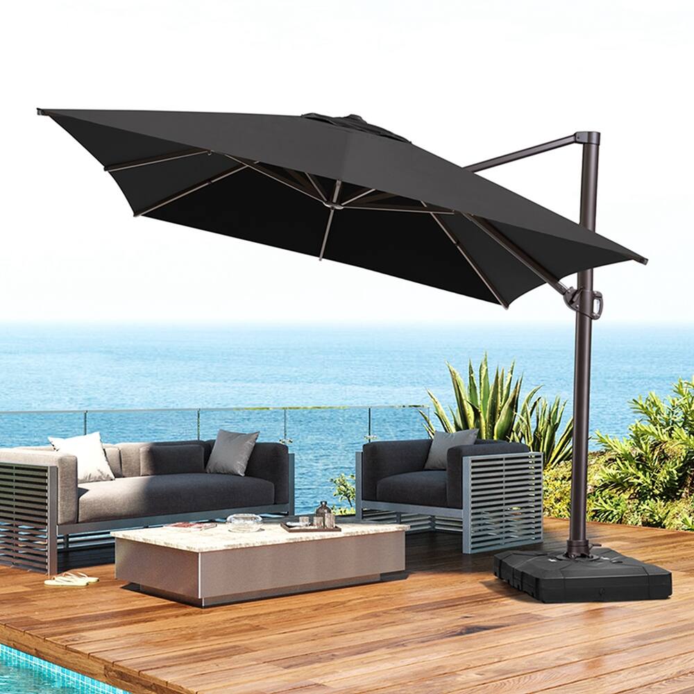 10x13FT Patio Cantilever Umbrella Outdoor Offset Umbrella 360-Degree Rotation with No Base