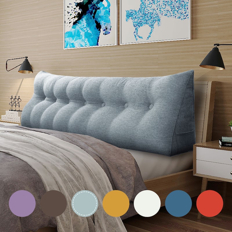 WOWMAX Bed Rest Wedge Back Reading Pillow Headboard Ivory King Size - Grey