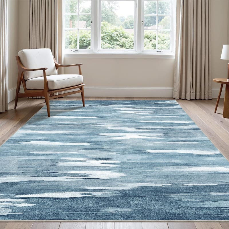 Mcow Modern Abstract Machine Washable Low Pile Area Rugs - 8'X10'