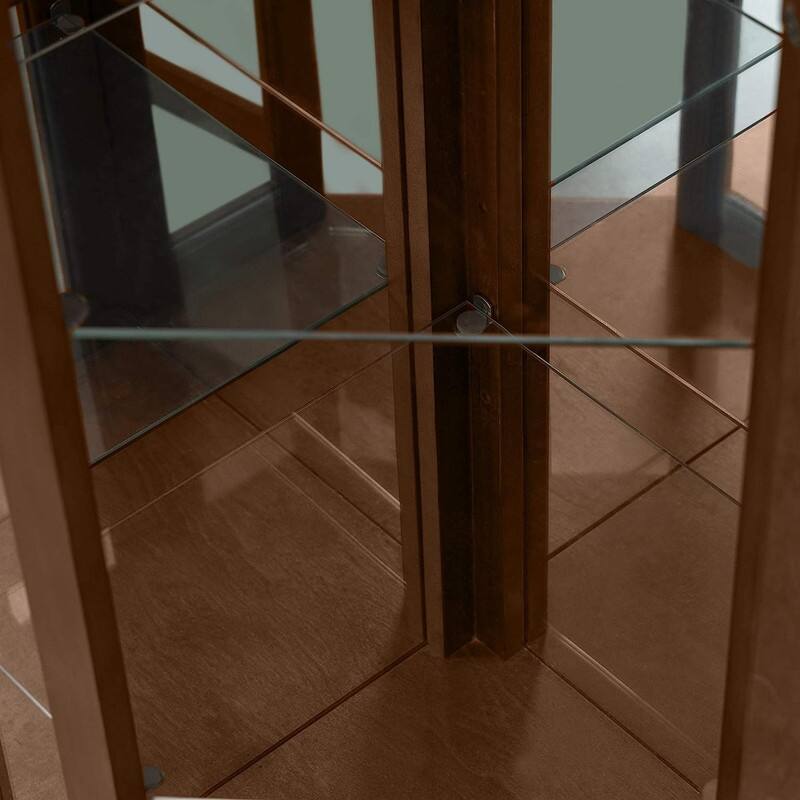 Corner Curio Cabinet with Lights,Adjustable Tempered Glass Shelves