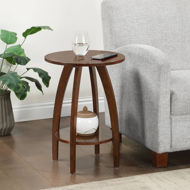 End Table with Shelf Solid Wood Two-Tier Storage Scandinavian Modern Design Accent Furniture for Stylish Interiors - 17.75