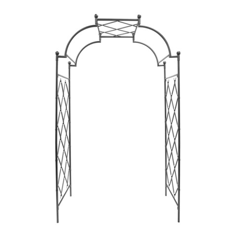 Achla Designs 106"H Graphite Powdercoat Finish Wrought Iron Lattice Tunnel Arbor