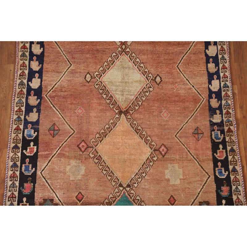 Vegetable Dye Gabbeh Qashqai Persian Antique Rug Handmade Wool Carpet - 4'2"x 7'3"