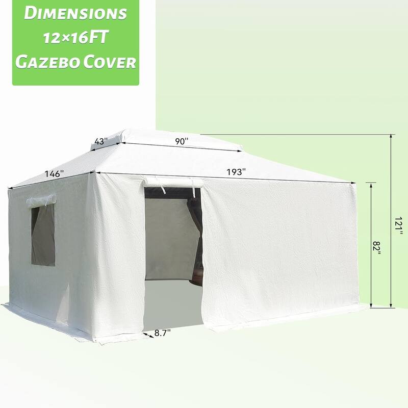 GDFStudio - Marcus All-Season 12'x16' Enclosed Winter Gazebo Cover with Mesh Windows and Side Panels - 12x16 FT