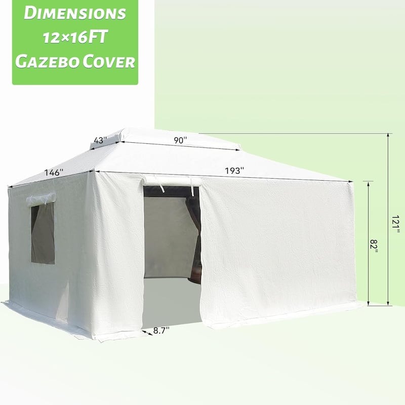 Gazebo Cover for Hardtop Gazebos, Outdoor All Season Waterproof Enclosed Gazebo Cover