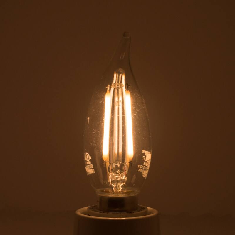 Bulbrite Pack of (4) Dimmable Clear Filament CA10 Candelabra (E12) LED Bulb