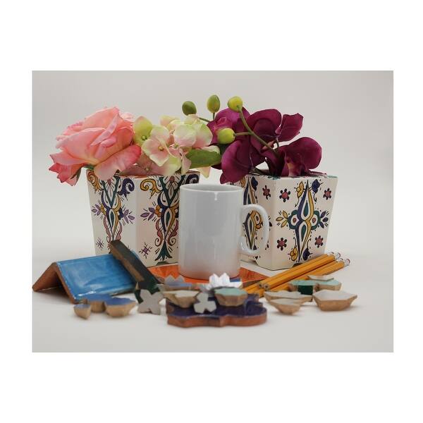 slide 1 of 5, Handmade Moroccan Vase in Multi-Color