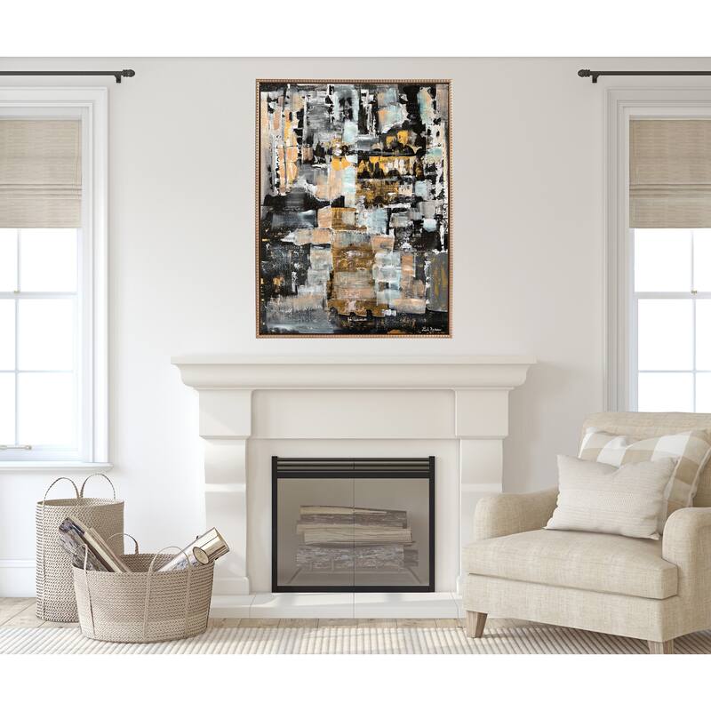 Kate and Laurel Sylvie Beaded Starry Night 3 Canvas by Leah Nadeau