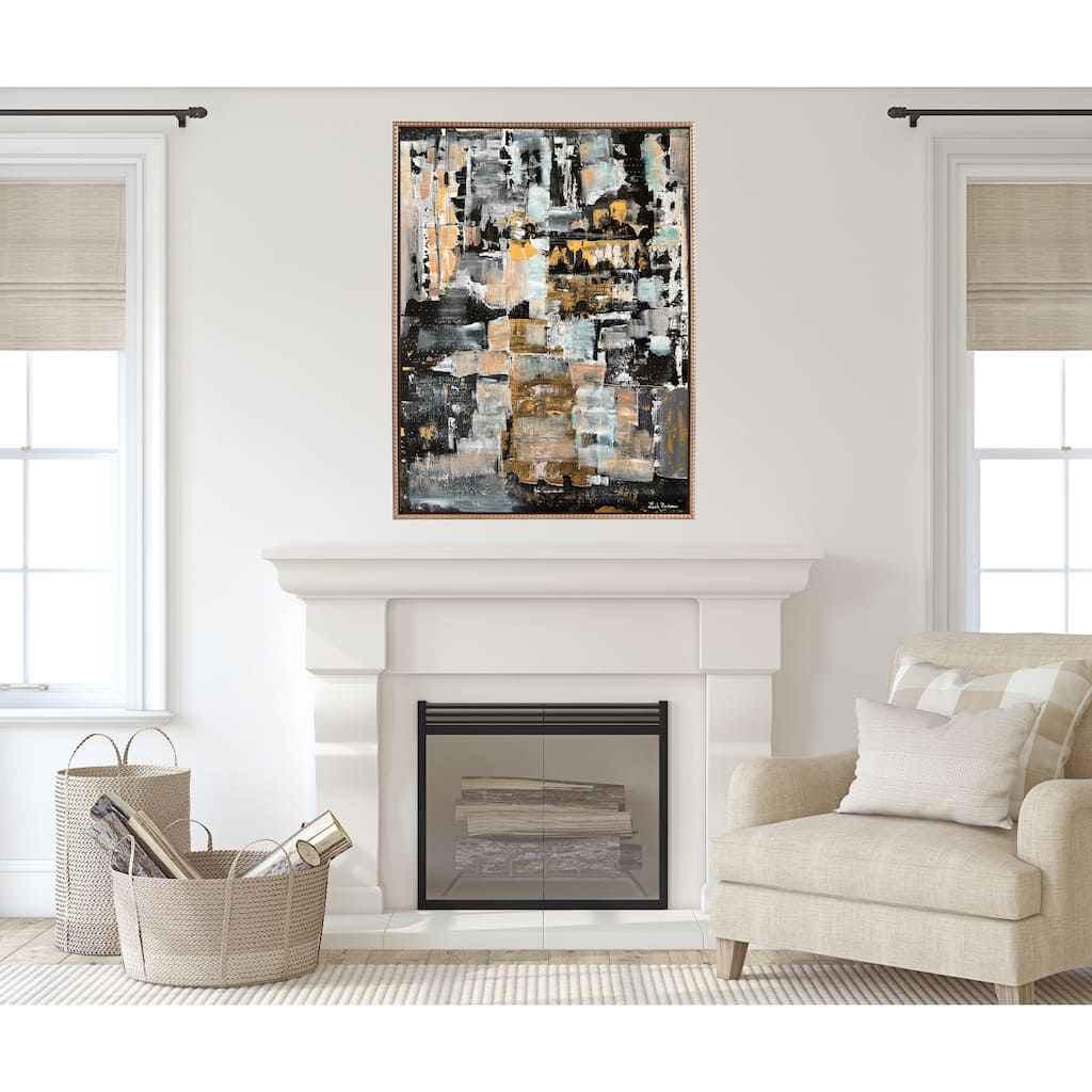 Kate and Laurel Sylvie Beaded Starry Night 3 Canvas by Leah Nadeau