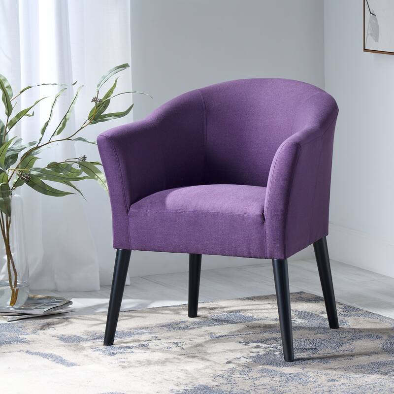 Roomfitters Upholstered Barrel Accent Chair with Curved Back, Modern Lounge Club Chair for Living Room or Bedroom, Plum - Plum