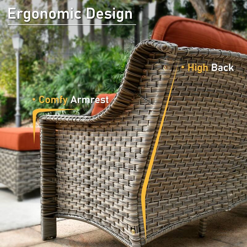 HOOOWOOO 6-pieces Wicker Patio Furniture Conversation Set with Coffee Table
