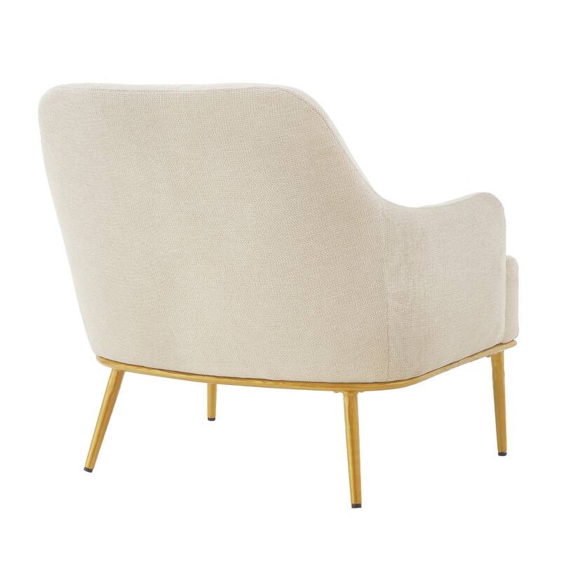 Christopher Knight Home - Modern Upholstered Armchair with Gold Metal Legs and Curved Backrest