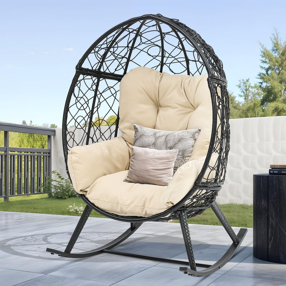 Moasis Cushioned Egg Chair with Rocker, PE Wicker