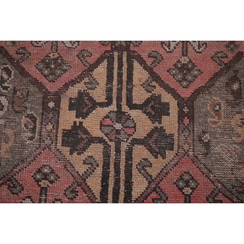 Distressed Bakhtiari Persian Runner Rug Handmade Wool Carpet - 3'5" x 10'0"
