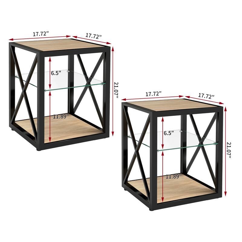 Set of 2 Modern End Table Nightstand for Bedroom Living Room - N/A