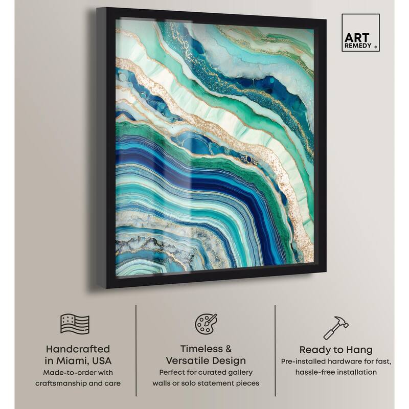 Blue Green Abstract Agate II Shadowbox by Art Remedy