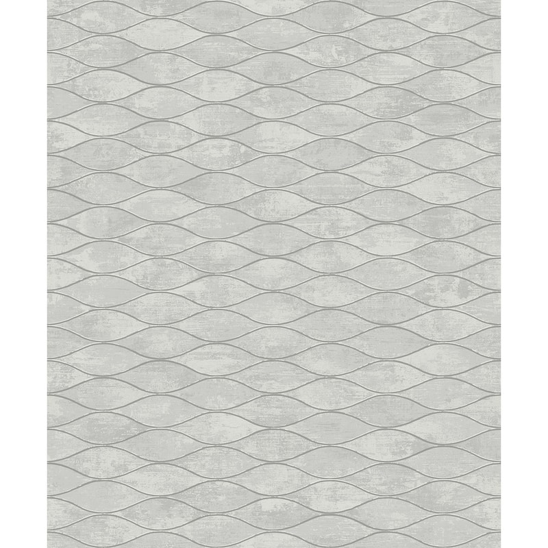 Seabrook Designs Piccola Geometric Horizontal Ogee Non-Woven Unpasted Wallpaper - 20.9 in. W x 33 ft. L - Metallic Morning Fog