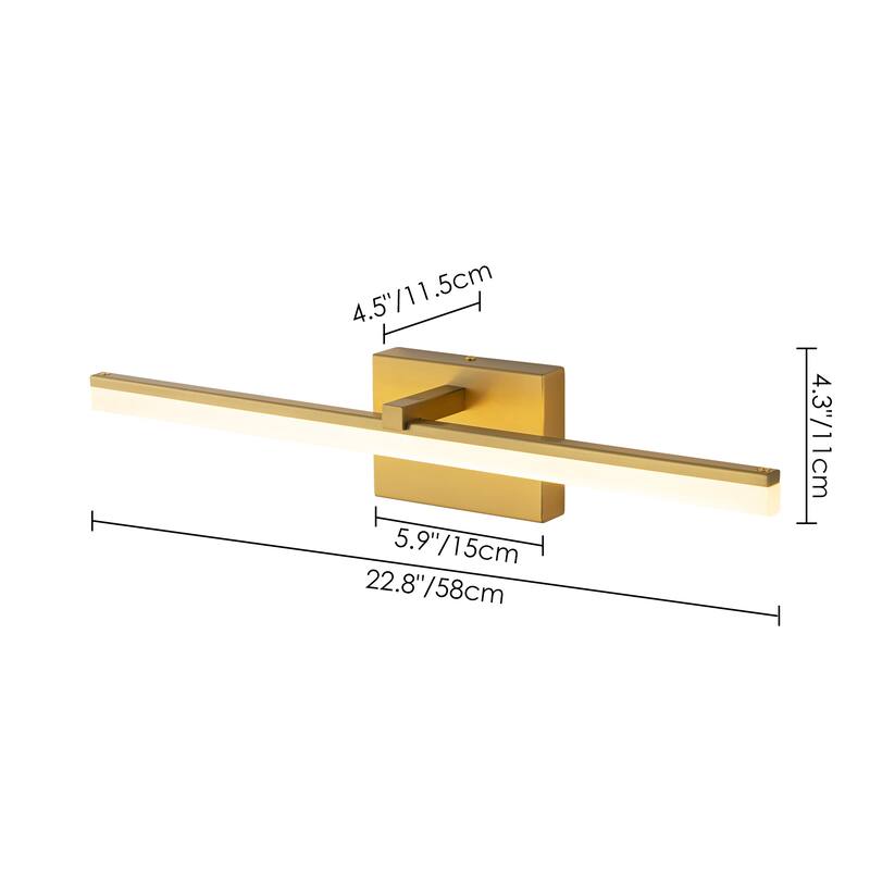 1-Light Modern Gold/ Black Linear LED Bathroom Vanity Light Indoor 3000K Wall Light