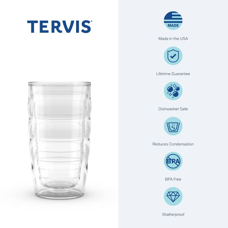 Tervis Clear & Colorful Lidded Made in USA Double Walled Insulated Travel Tumbler, Fuchsia Lid - 10oz Wavy