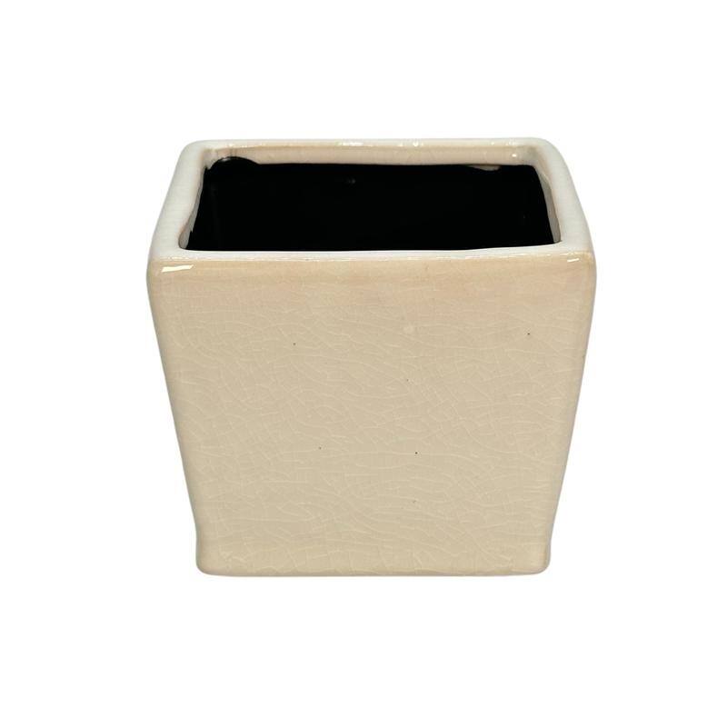 Square Ceramic Flower Planter Pot - Beige