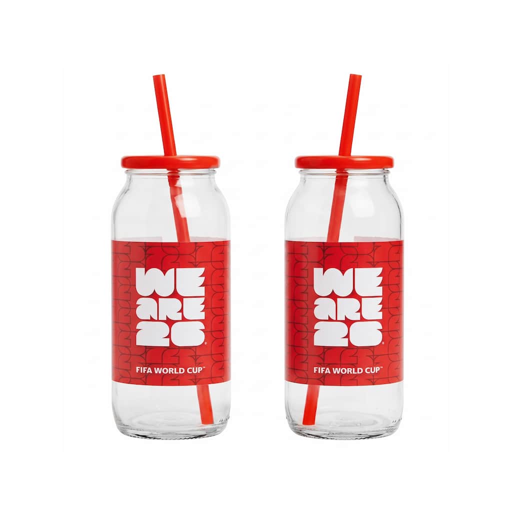 FIFA 2026 Trophy Glass Sipper Set of 2 - 6" H x 3" L x 3" W