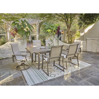 Signature Design by Ashley Beach Front Beige 7-Piece Outdoor Dining Package - 42"W x 71/94"D x 30"H