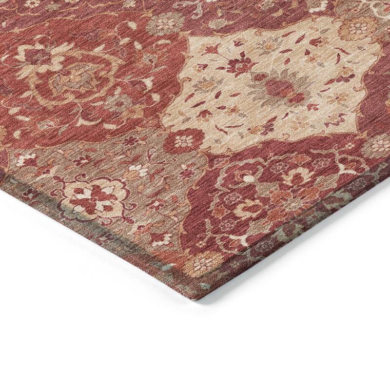 Machine Washable Indoor/ Outdoor Traditional Panel Chantille Rug