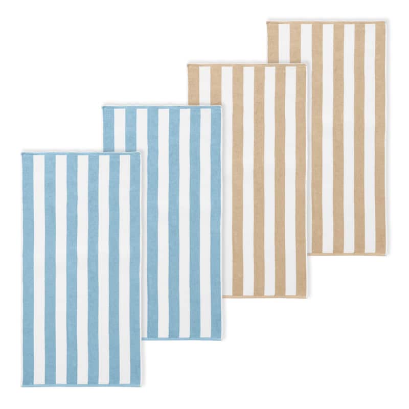 Luxurious Cotton Cabana Stripe Beach Towel - 4 Pack - 30" x 60"