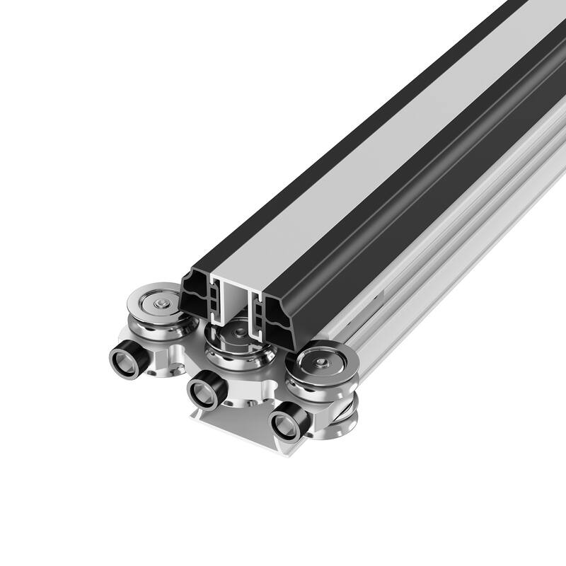 KaMic Elite-Fold 72" x 96" 2-Panel Aluminum Folding Door in White with Hidden Hinges & Rollers, Folded Out From Right To Left