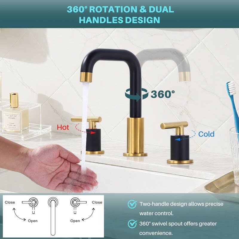WOWOW 8-inch Dual Handle Widespread Bathroom Faucet
