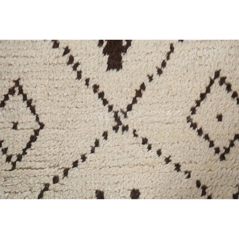 Trellis Tribal Moroccan Oriental Runner Rug Hand-knotted Wool Carpet - 2'6" x 10'8"