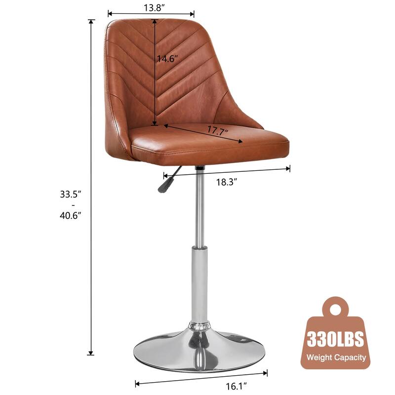 Javlergo Set of 1/2/3 Brown & White PU Leather Adjustable Swivel Bar Stools for Kitchen Living Room Office