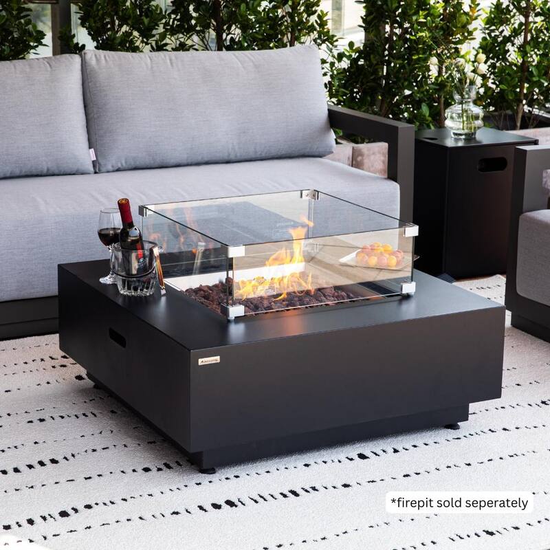 Outdoor Ashton Fire Pit Square Wind Screen 22" x 22" - 22-in L x 22-in W x 7.7-in H