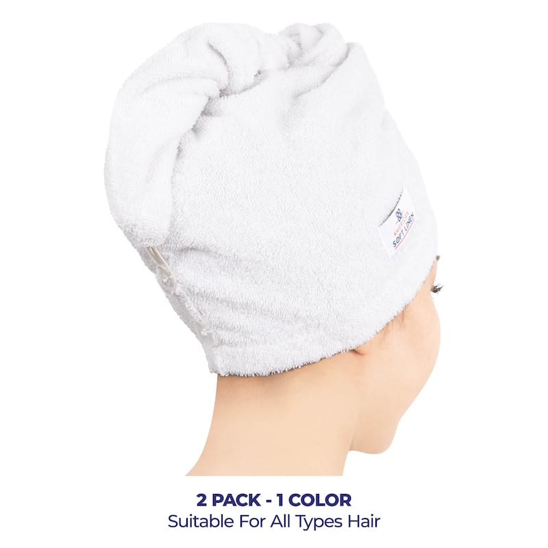 American Soft Linen 100% Cotton Hair Drying Towels for Women, Cotton Hair Turban Turkish Towel Wrap, Head Towel Cap for Hairs