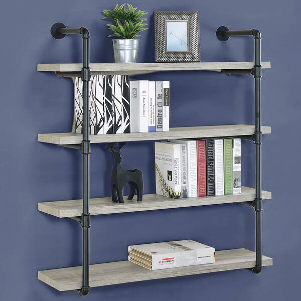 Industrial Design Large WallMounted Book Shelf Display with Metal Pipe