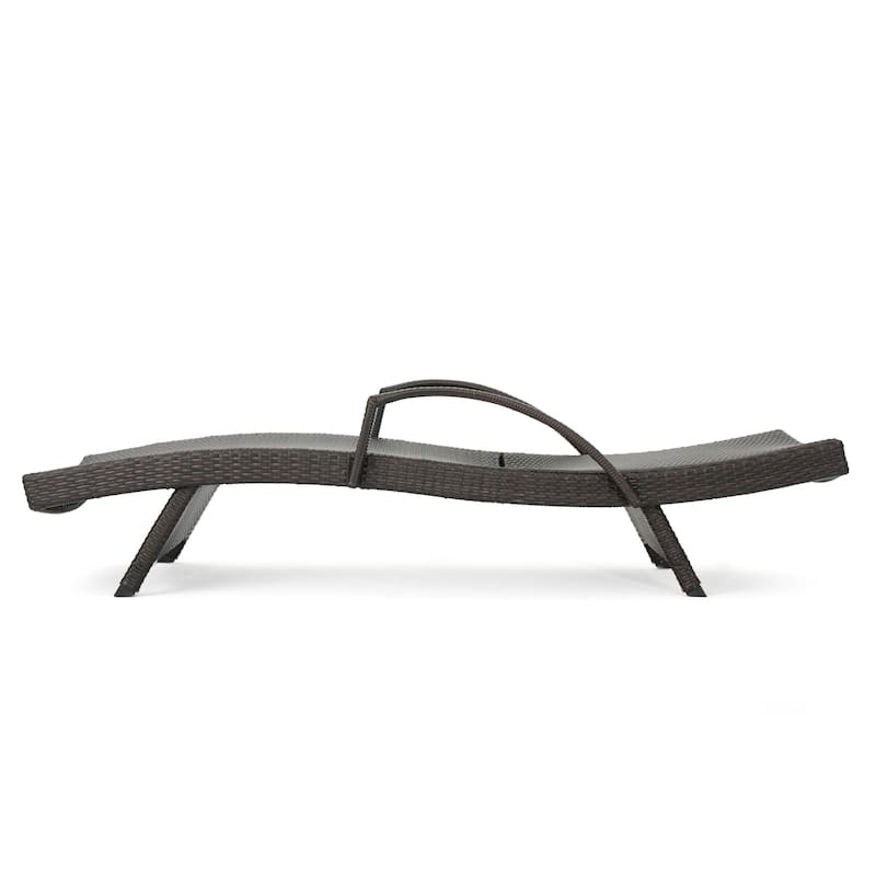 Roomfitters PE Wicker Chaise Lounge with Arm for Outdoor Relaxation, Adjustable Backrest, Stylish Patio Furniture