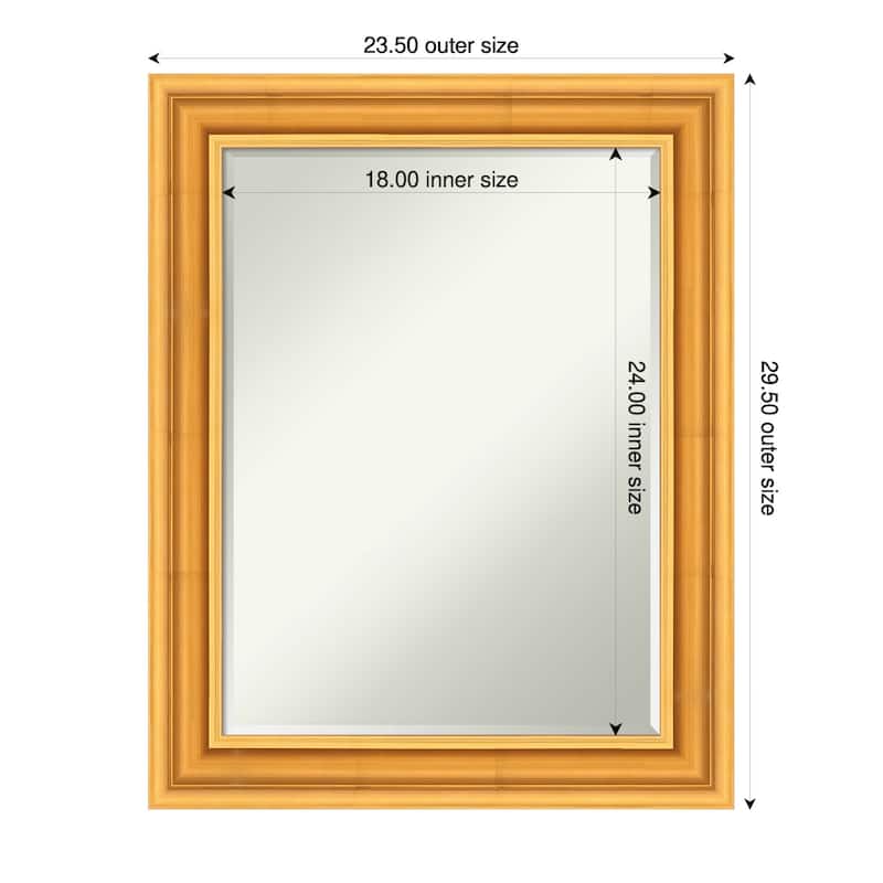 Sierra Half-Inch-Bevel Wood Framed Bathroom Vanity Wall Mirror - 24 x 30 in - Sierra Gold