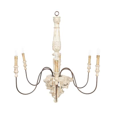 Antique Wood and Metal Chandelier