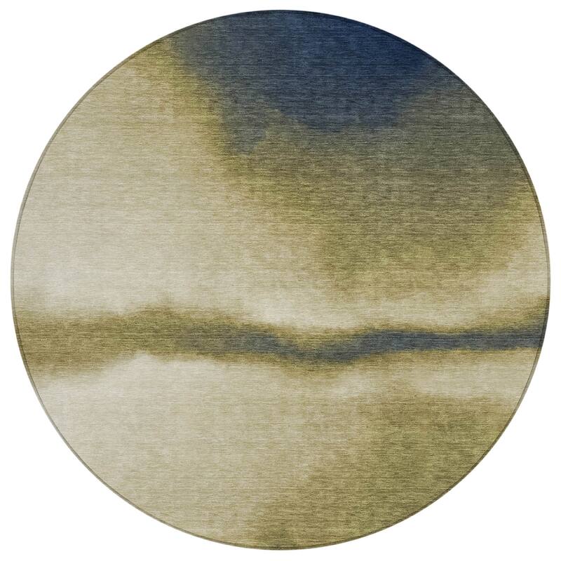 Machine Washable Indoor/ Outdoor Modern Landscape Chantille Rug