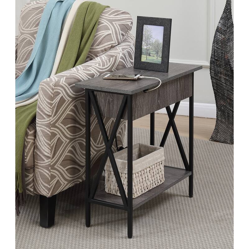 Carbon Loft Ehrlich Flip-top End Table with Charging Station - Weathered Grey