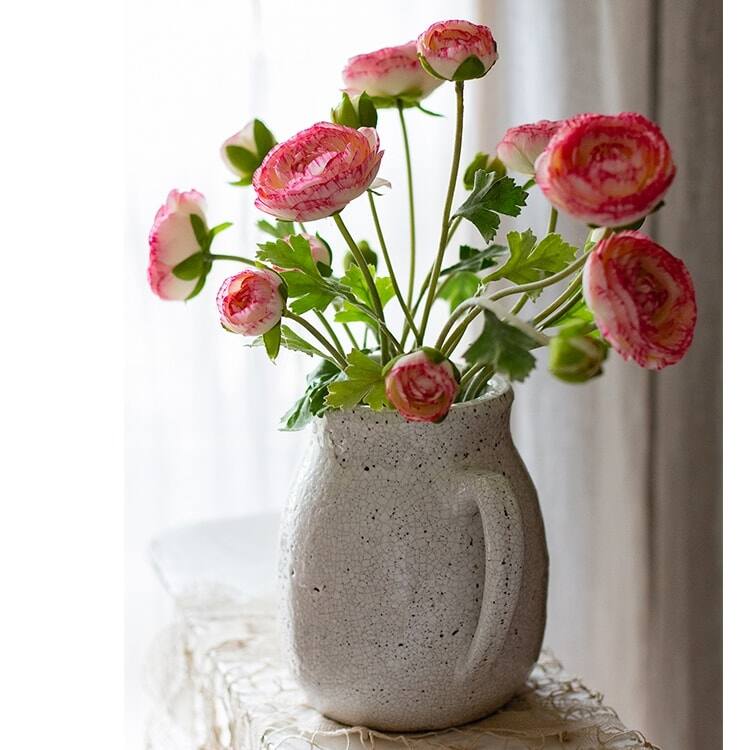 RusticReach Artificial Buttercup Flower Bundle in Pink or Purple 21" Tall