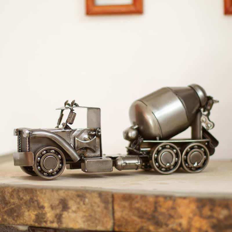 Novica Handmade Rustic Cement Mixer Recycled Metal Sculpture