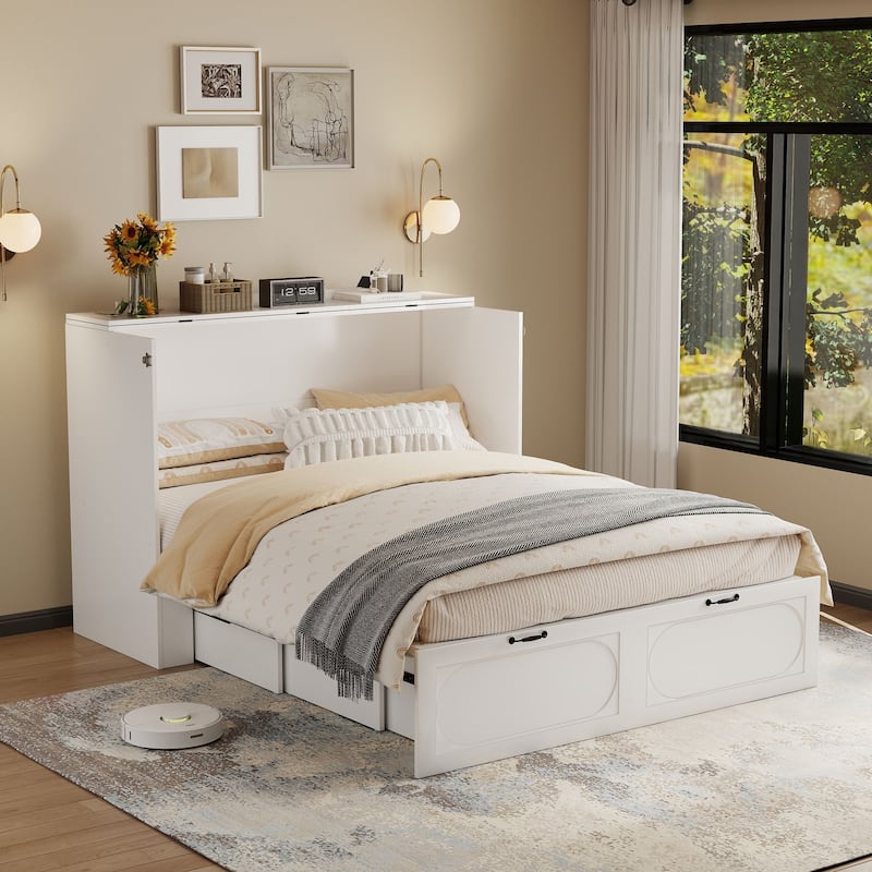 Convertible Murphy Bed Multifunctional Rooms Accent Cabinet Dresser