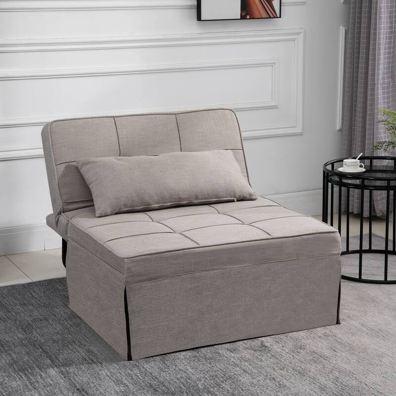 HOMCOM 4-in-1 Table/Sofa/Chair/Bed with 5-Level Adjustable Backrest, Footstool for Living Room or Bedroom