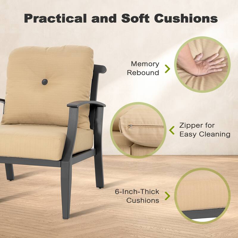 Outdoor 50,000 BTU Textilene Propane Fire Pit Set with Aluminum Sofas