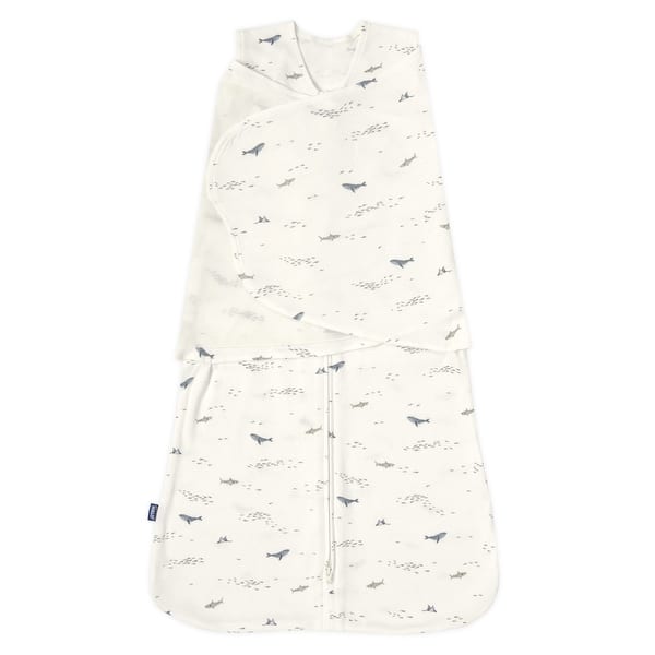 slide 2 of 5, HALO SleepSack swaddle, 100% cotton, Cream Ocean Life, NB, 0-3M - newborn