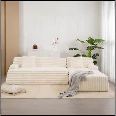 110" Cloud Sectional Sofa Upholstered Free-combined