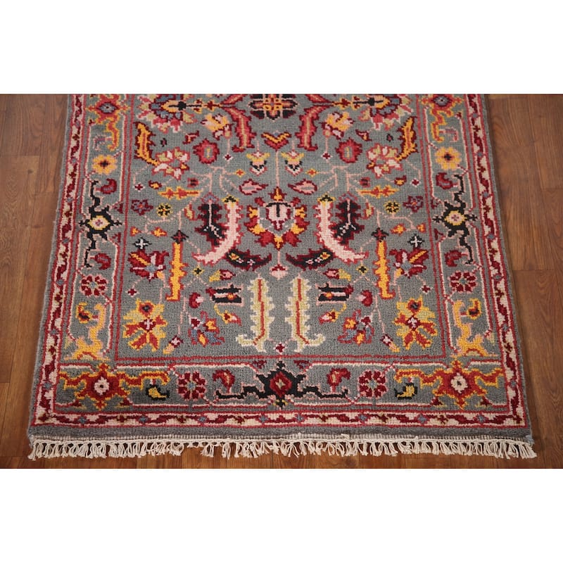 All-Over Gray Heriz Oriental Area Rug Handmade Wool Carpet - 3'1"x 5'3"