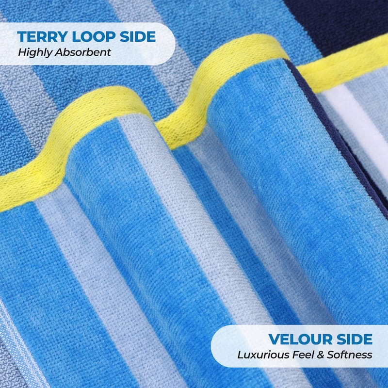 Superior Mira Striped Cotton Velour Terry Large Oversized Beach Towel